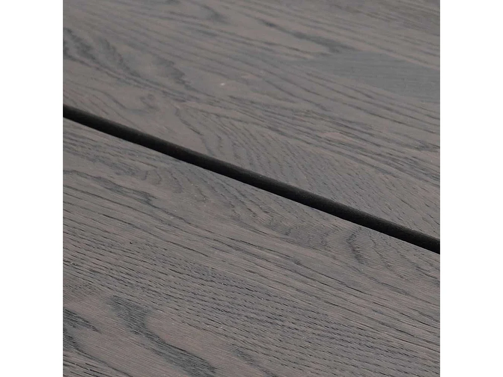 Runder Küchentisch in Eiche dunkelbraun massiv Metall 4-Fußgestell