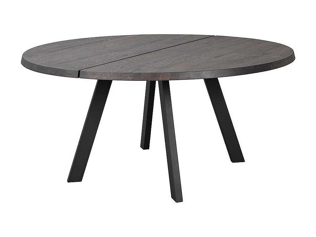 Runder Küchentisch in Eiche dunkelbraun massiv Metall 4-Fußgestell