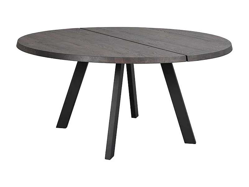 Runder Küchentisch in Eiche dunkelbraun massiv Metall 4-Fußgestell