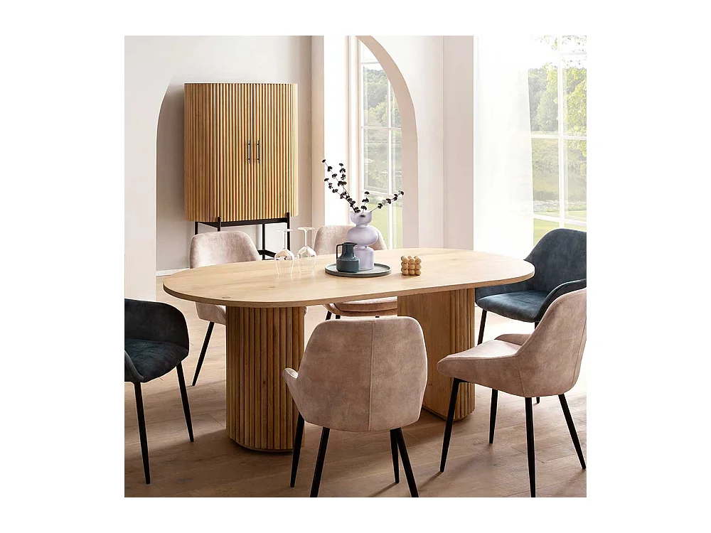 Massivholztisch Esstisch in Mangoholz Naturfarben im Skandi Design