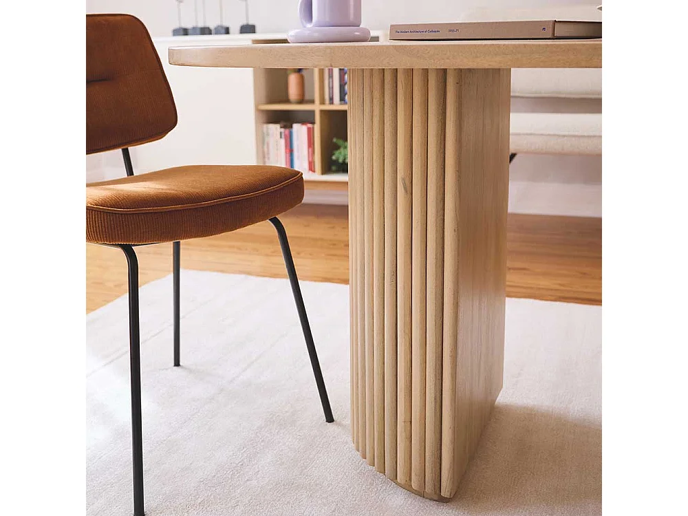 Massivholztisch Esstisch in Mangoholz Naturfarben im Skandi Design