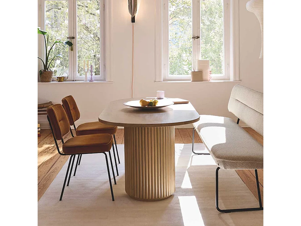 Massivholztisch Esstisch in Mangoholz Naturfarben im Skandi Design