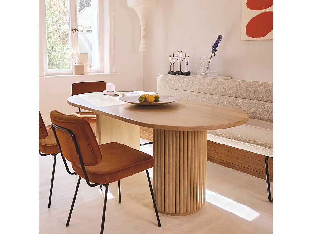 Massivholztisch Esstisch in Mangoholz Naturfarben im Skandi Design