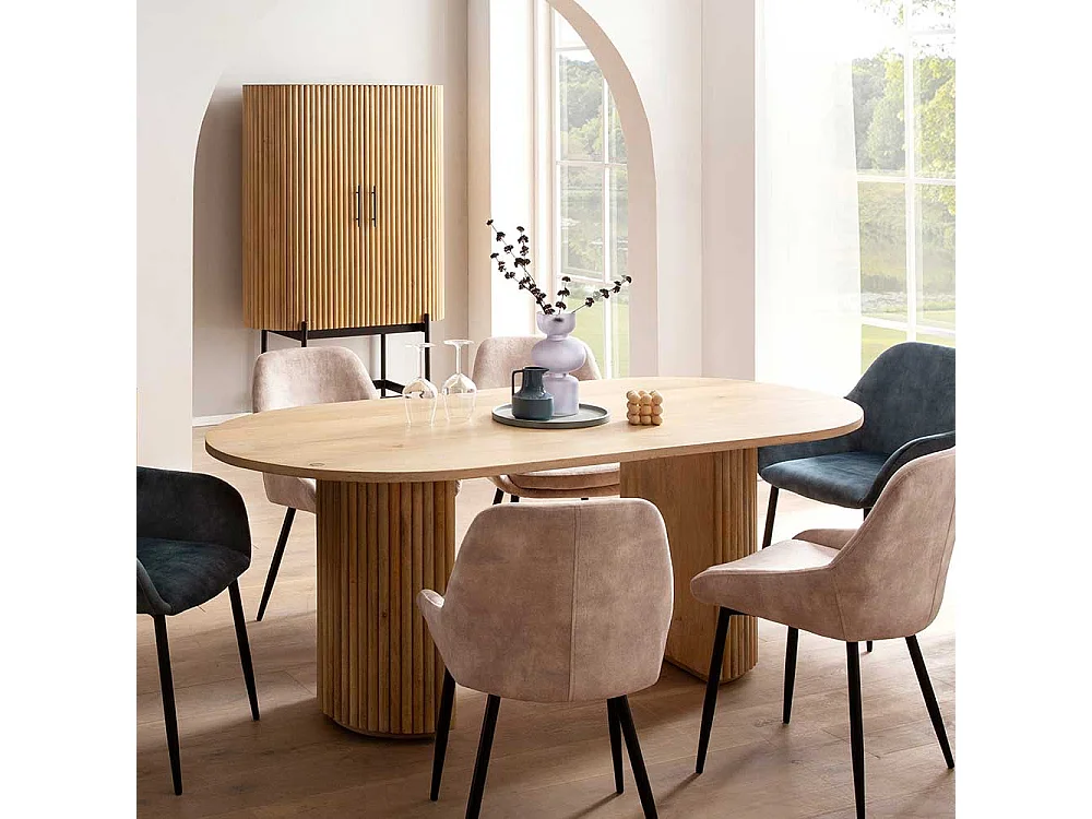 Massivholztisch Esstisch in Mangoholz Naturfarben im Skandi Design