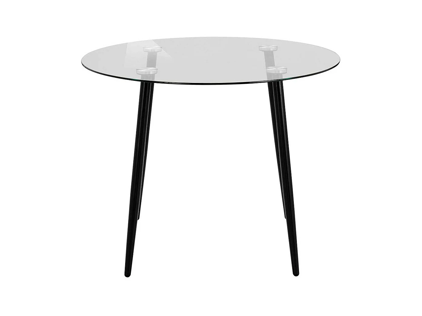 Runder Esszimmertisch aus Glas Metall Vierfußgestell