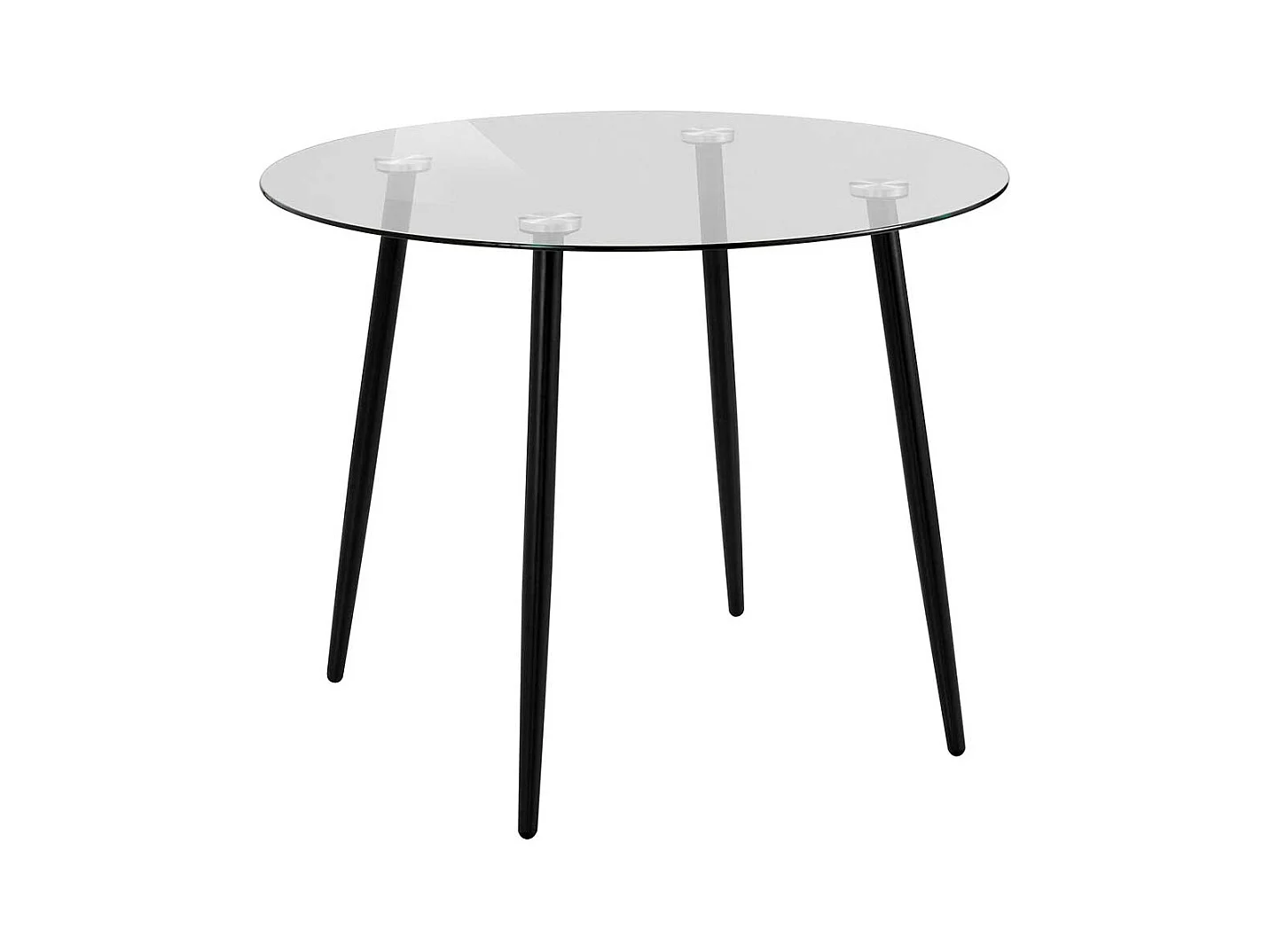 Runder Esszimmertisch aus Glas Metall Vierfußgestell