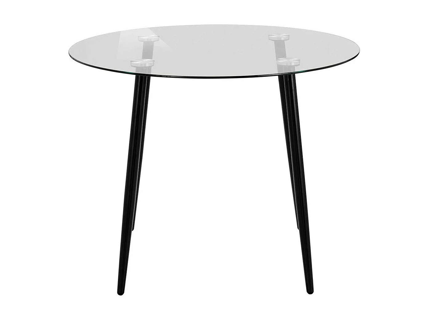 Runder Esszimmertisch aus Glas Metall Vierfußgestell