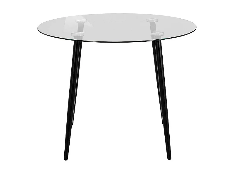 Runder Esszimmertisch aus Glas Metall Vierfußgestell