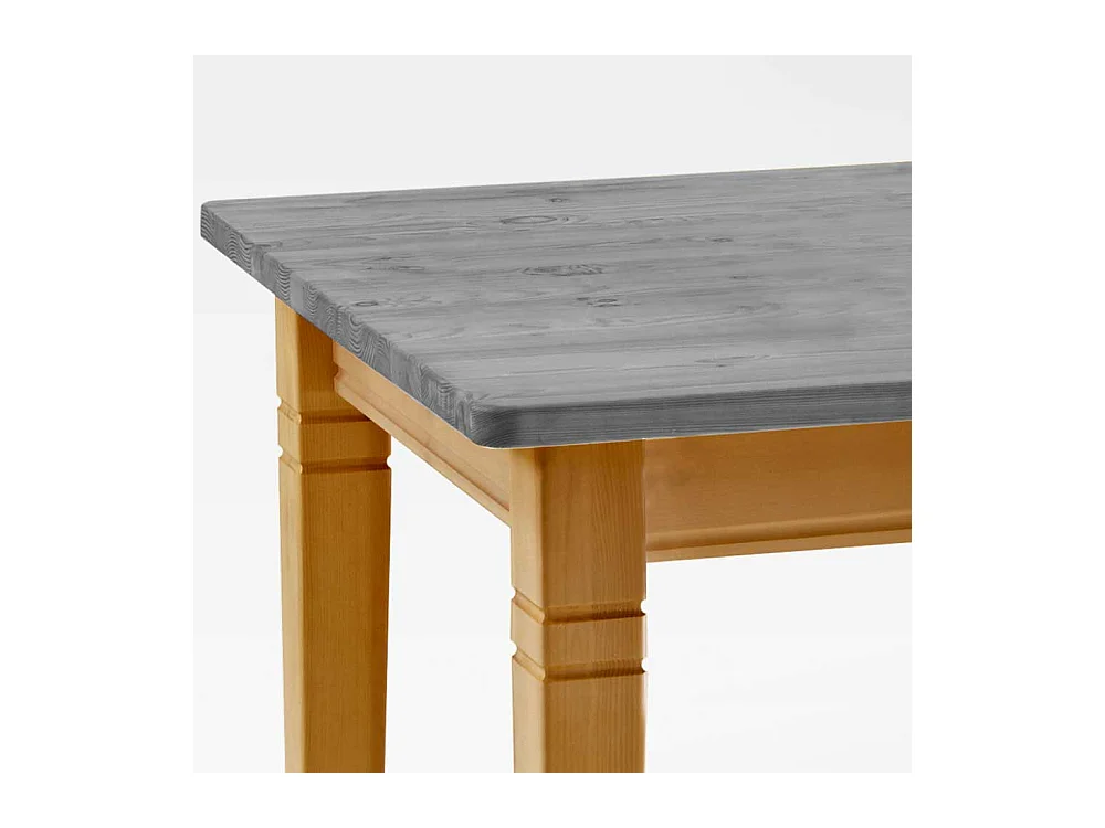 Landhaus Tisch aus Kiefer Massivholz grauer Tischplatte