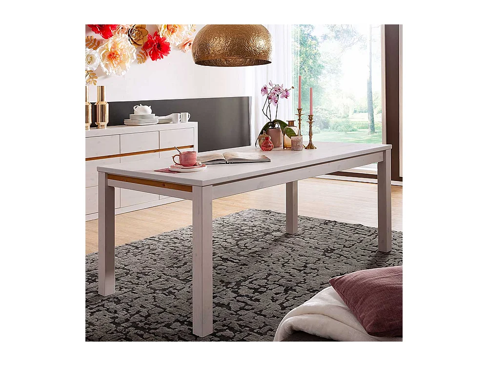 Tisch in Weiß und Eichefarben Kiefer Massivholz