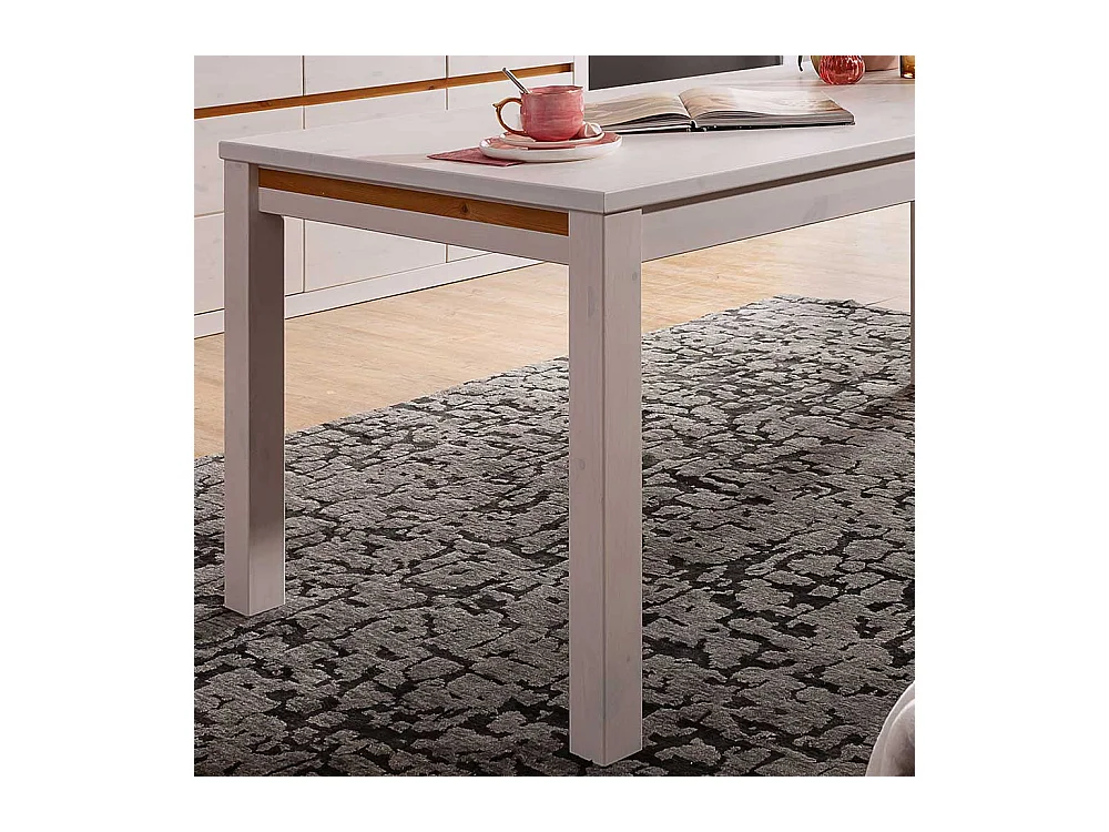 Tisch in Weiß und Eichefarben Kiefer Massivholz