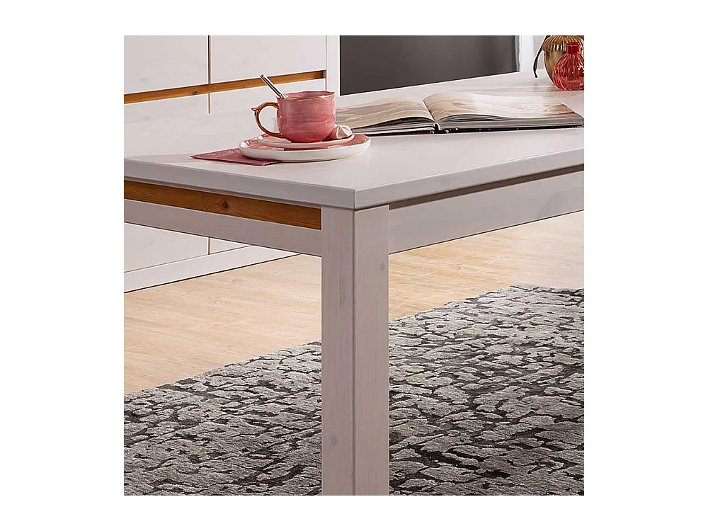 Tisch in Weiß und Eichefarben Kiefer Massivholz