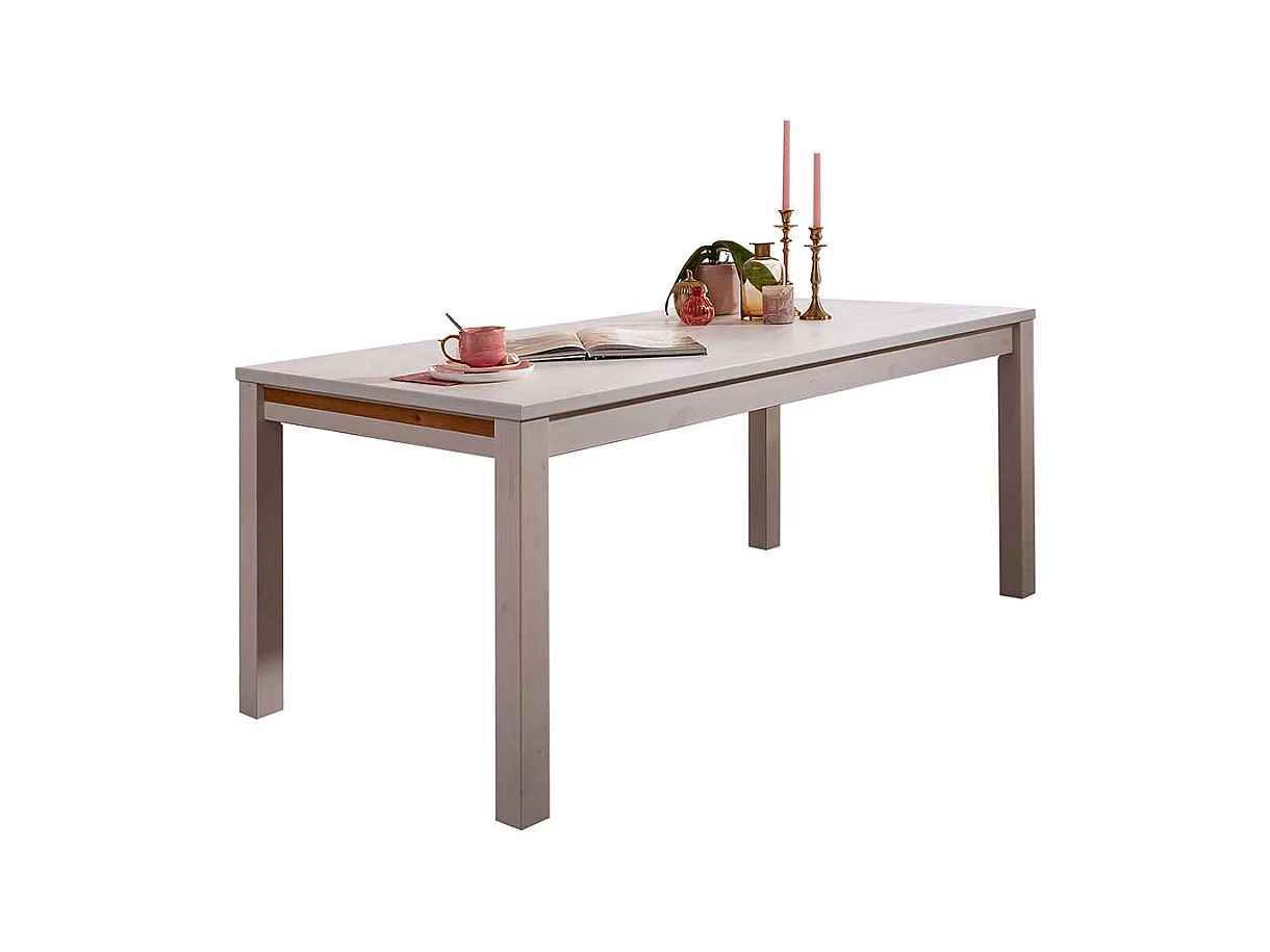 Tisch in Weiß und Eichefarben Kiefer Massivholz