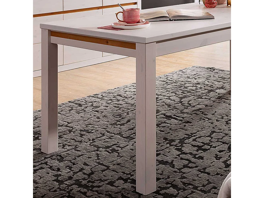 Tisch in Weiß und Eichefarben Kiefer Massivholz