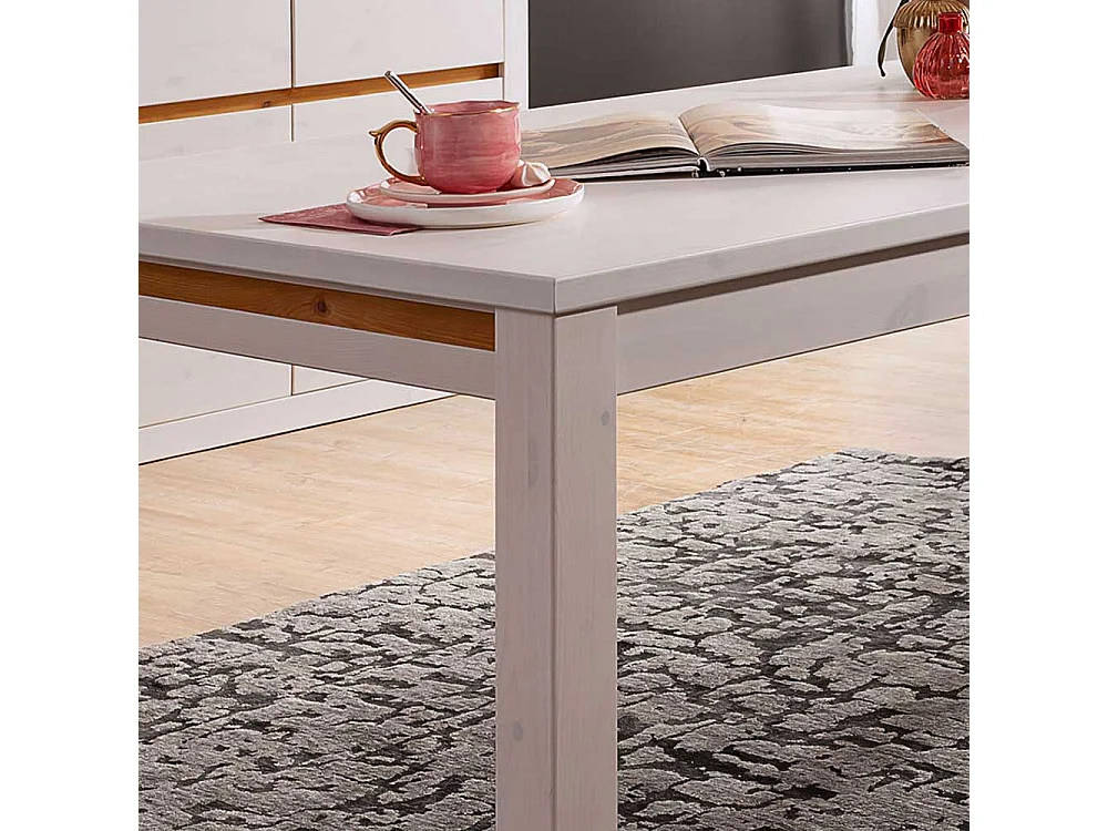 Tisch in Weiß und Eichefarben Kiefer Massivholz