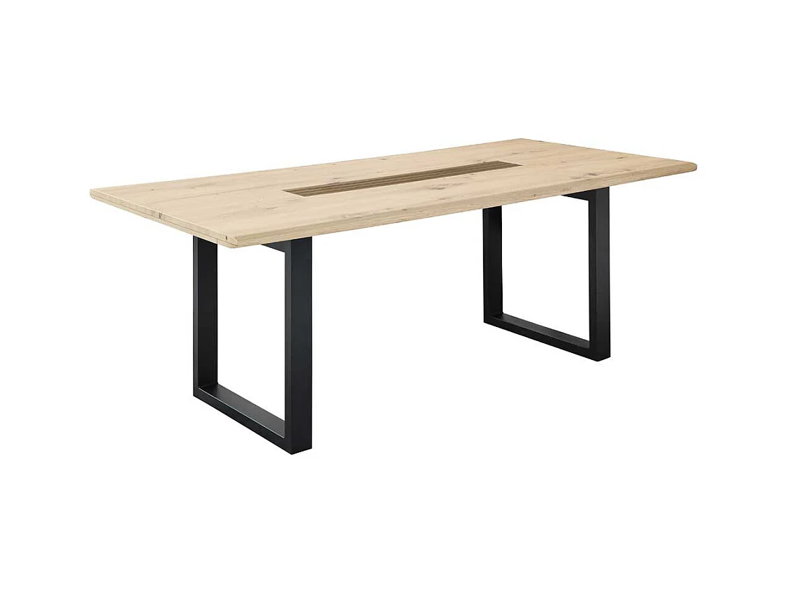 Bügelgestell Esstisch in Wildeichefarben und Schwarz modernes Design