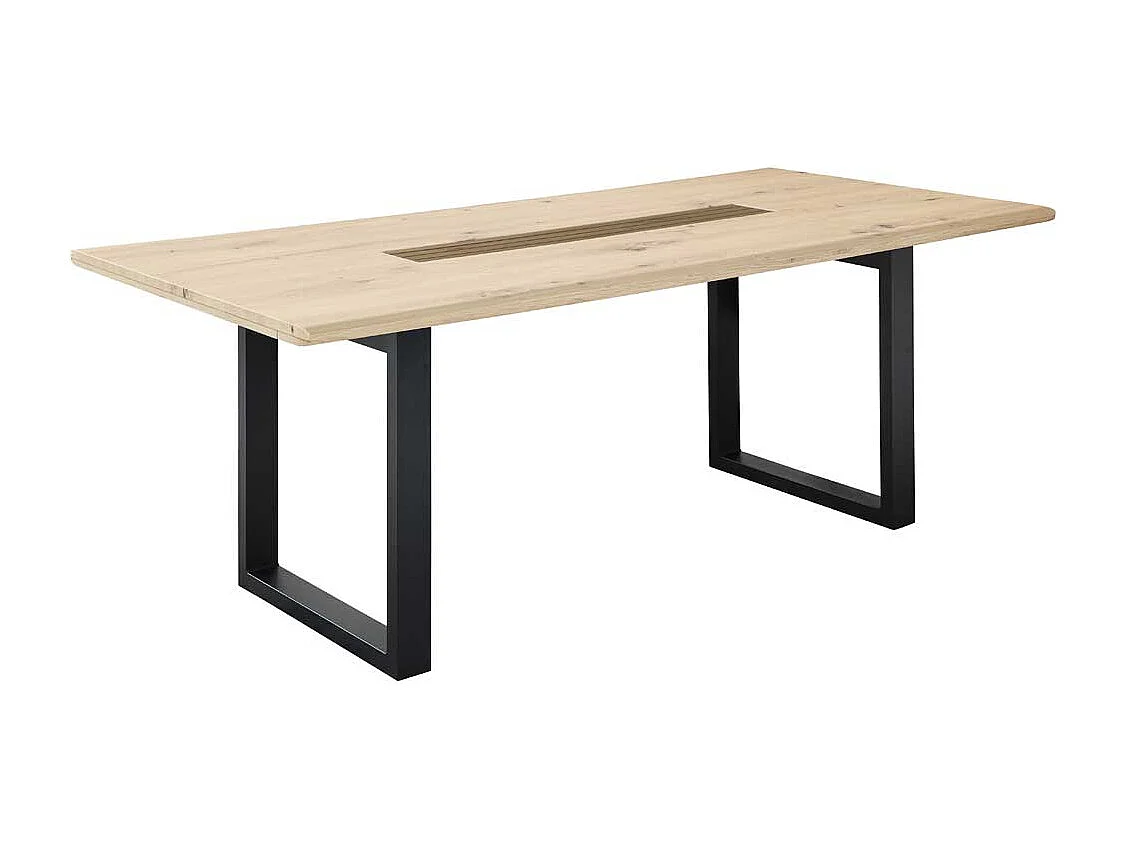 Bügelgestell Esstisch in Wildeichefarben und Schwarz modernes Design