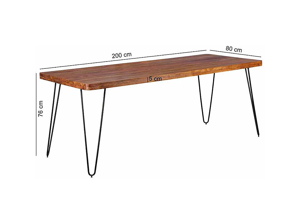 Esszimmertisch aus Sheesham Massivholz Metall Schwarz