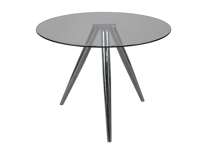 Glas Küchentisch rund chromfarbenem 3-Fußgestell