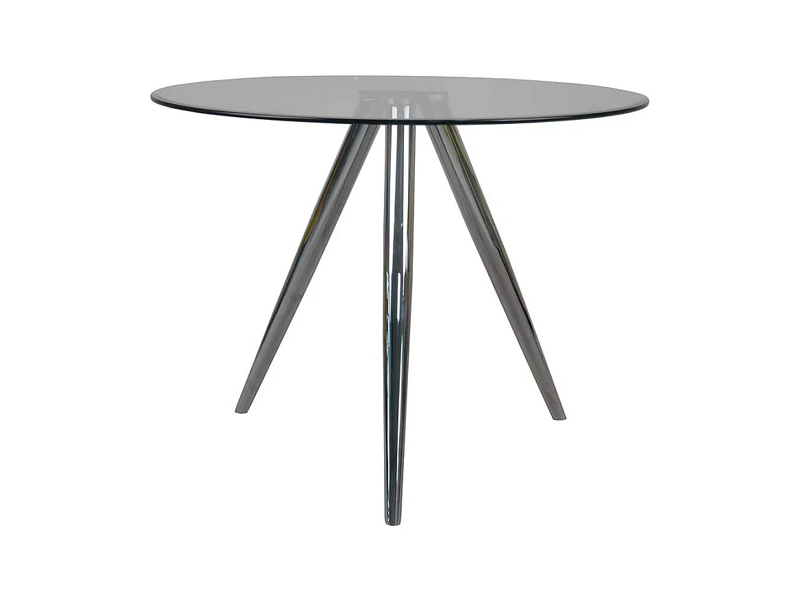 Glas Küchentisch rund chromfarbenem 3-Fußgestell