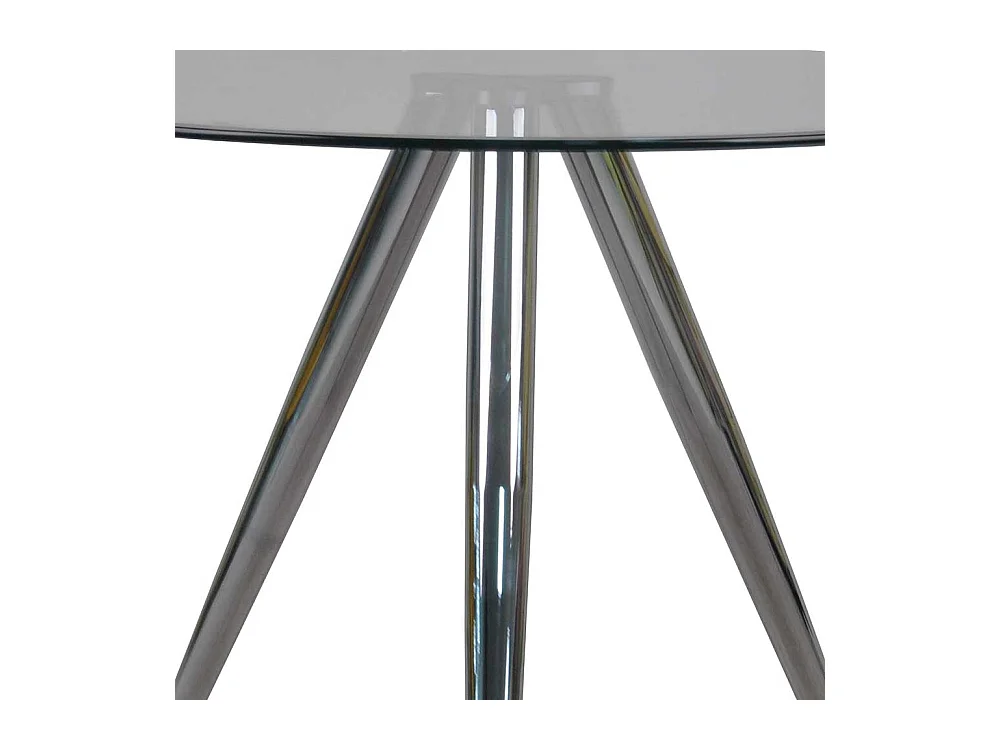 Glas Küchentisch rund chromfarbenem 3-Fußgestell