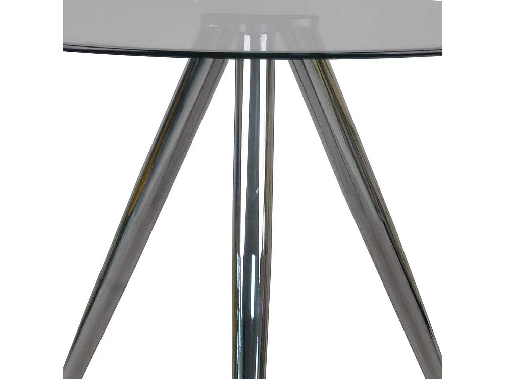 Glas Küchentisch rund chromfarbenem 3-Fußgestell