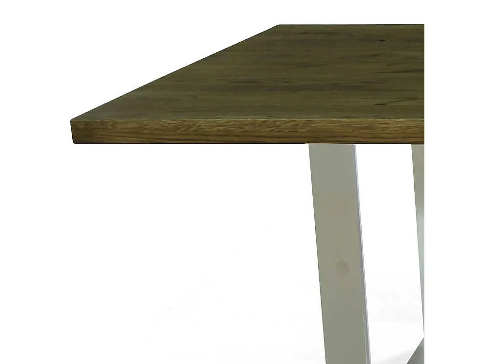 Esszimmer Tisch aus Eiche Massivholz und Edelstahl 75 cm hoch