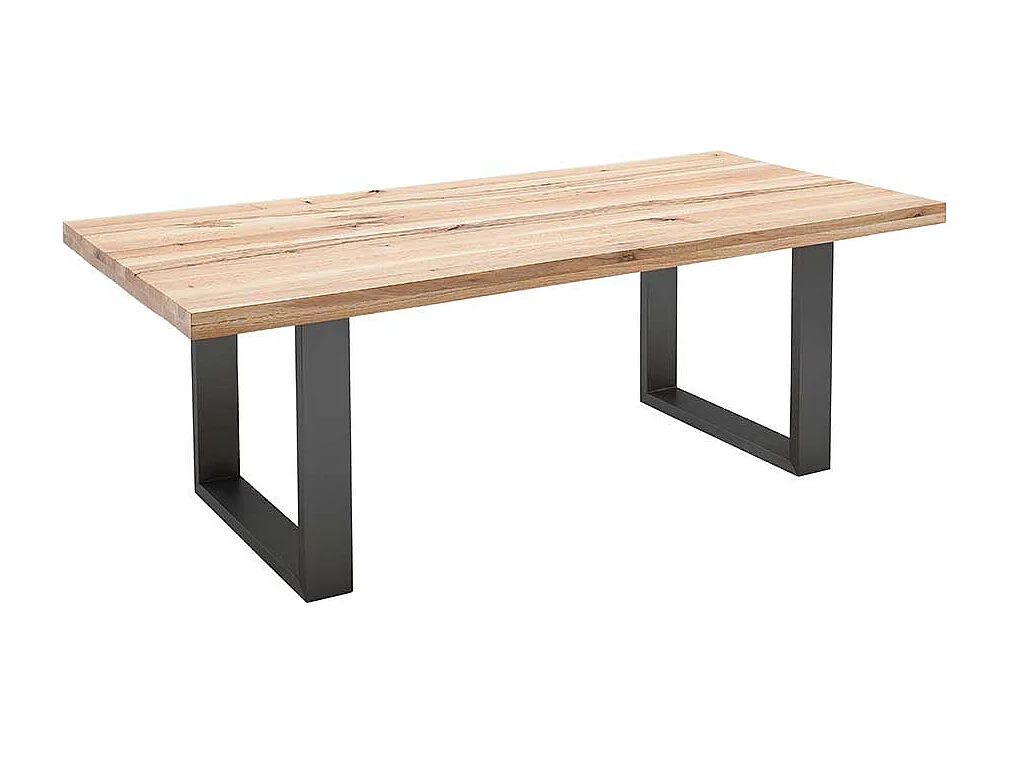 Esszimmertisch in Wildeichefarben Zerreiche Massivholz und Stahl in Anthrazit