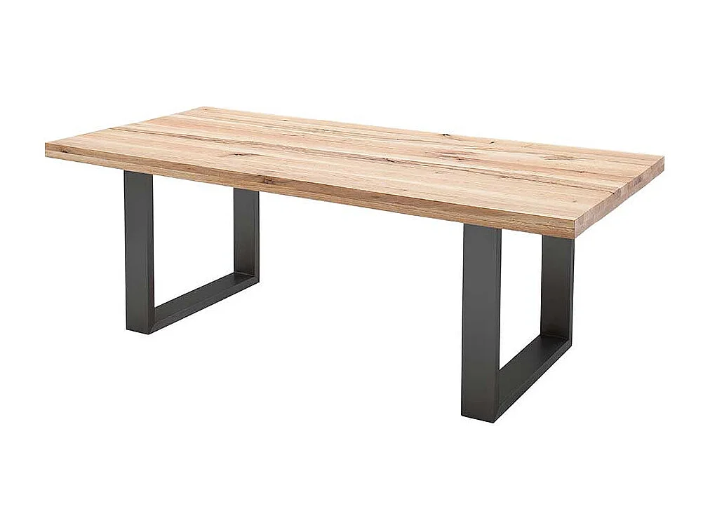 Esszimmertisch in Wildeichefarben Zerreiche Massivholz und Stahl in Anthrazit