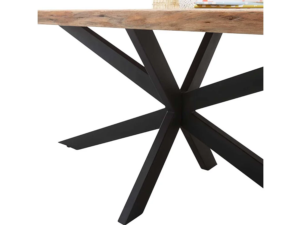 Esstisch im rustikalen Stil Massivholzplatte und Spider Gestell