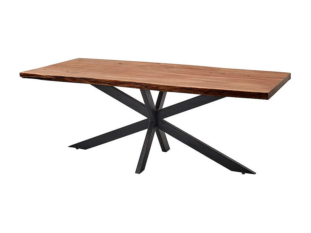 Esstisch im rustikalen Stil Massivholzplatte und Spider Gestell