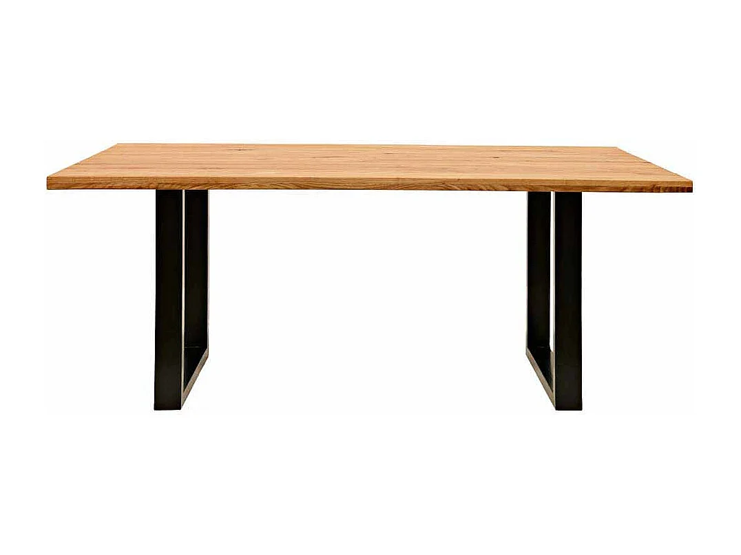 Esszimmertisch aus Eiche Massivholz Metall Schwarz