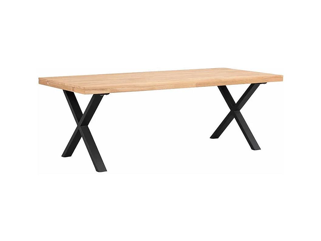 Esszimmertisch aus Eiche Massivholz und Metall 75 cm hoch