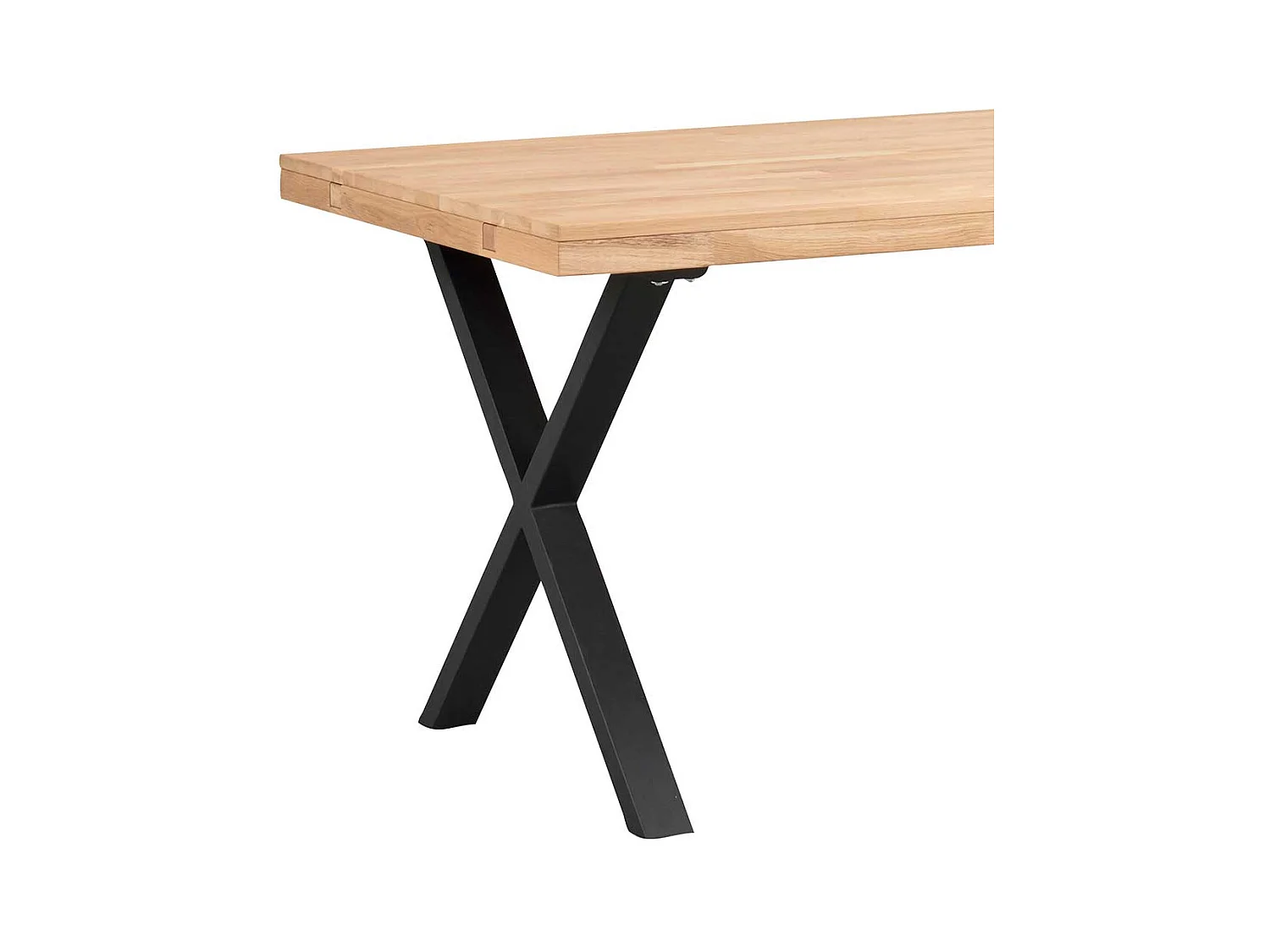 Esszimmertisch aus Eiche Massivholz und Metall 75 cm hoch