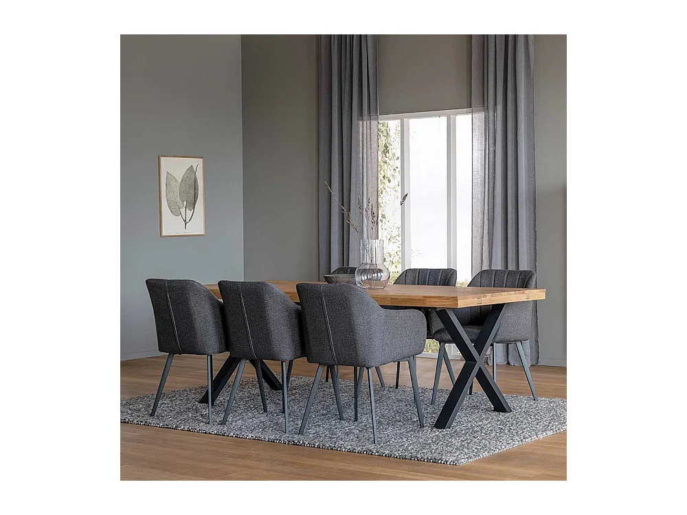 Esszimmertisch aus Eiche Massivholz und Metall 75 cm hoch