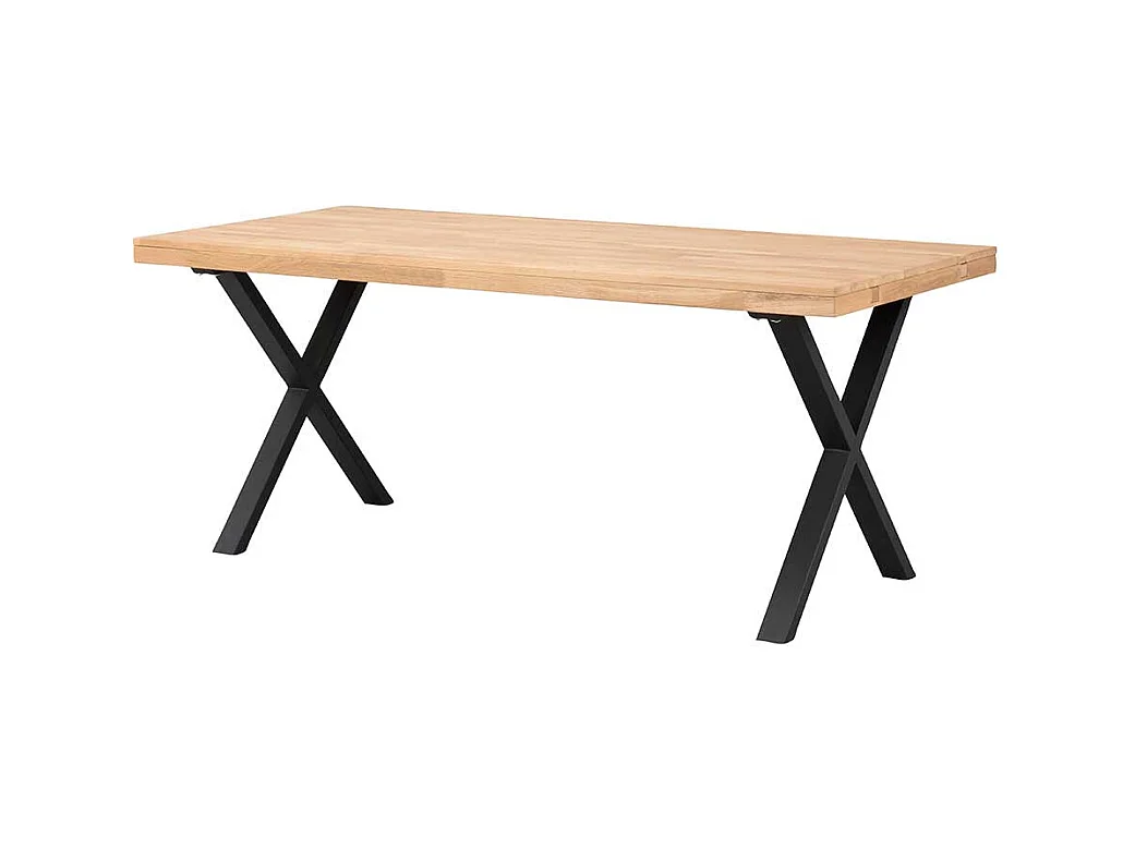 Esszimmertisch aus Eiche Massivholz und Metall 75 cm hoch