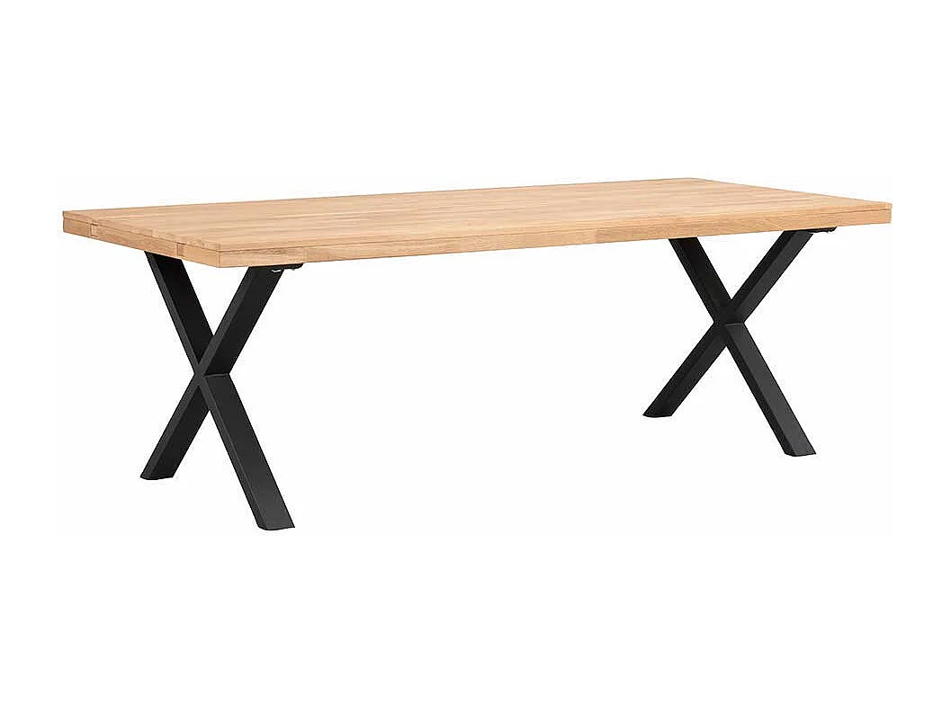 Esszimmertisch aus Eiche Massivholz und Metall 75 cm hoch