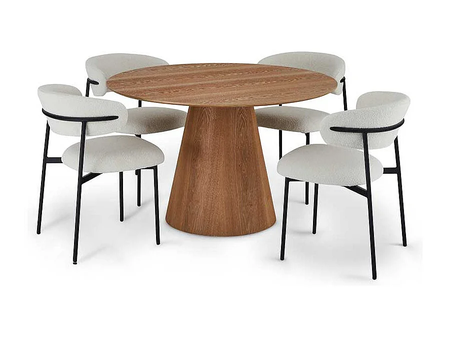 Esstisch Esszimmertisch in runder Form und Eichefarben