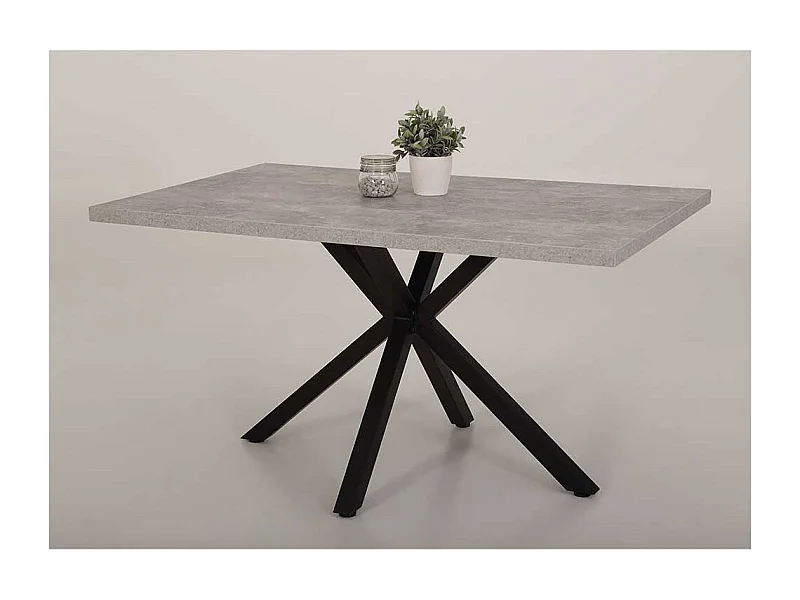 Küchentisch in Beton Grau und Schwarz 140 cm breit