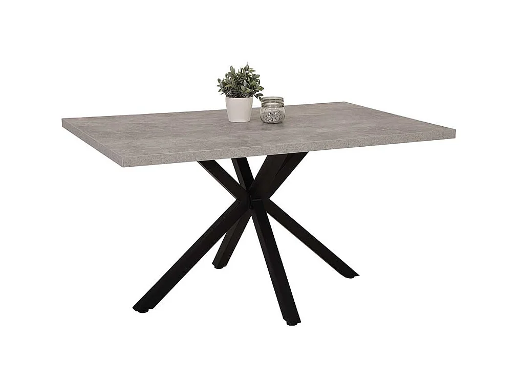 Küchentisch in Beton Grau und Schwarz 140 cm breit