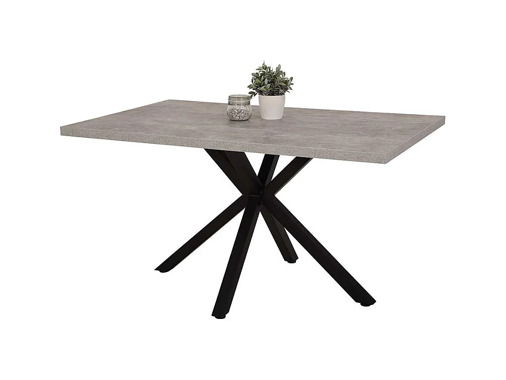 Küchentisch in Beton Grau und Schwarz 140 cm breit