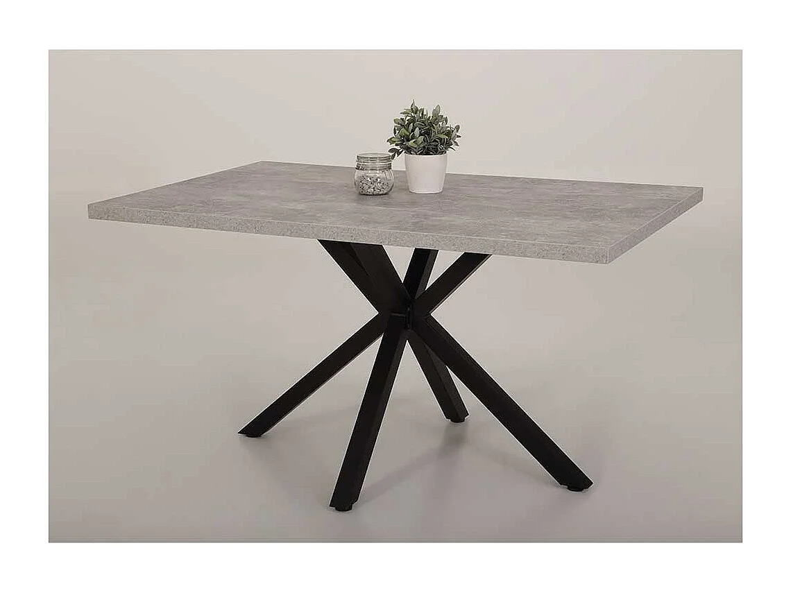 Küchentisch in Beton Grau und Schwarz 140 cm breit