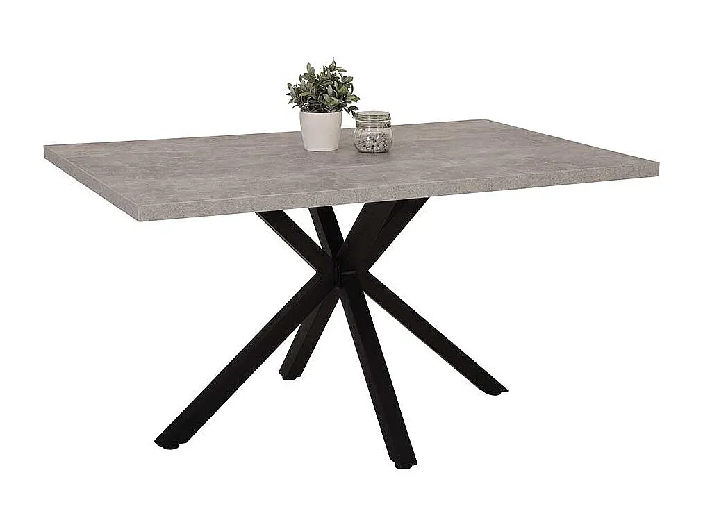 Küchentisch in Beton Grau und Schwarz 140 cm breit