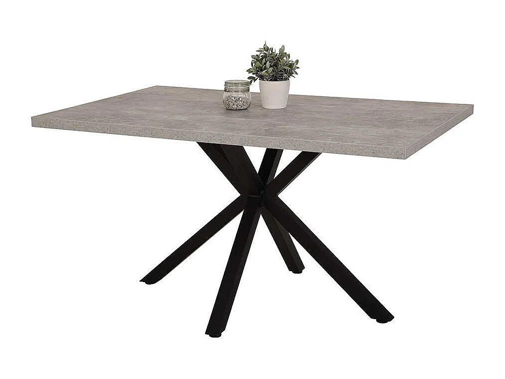 Küchentisch in Beton Grau und Schwarz 140 cm breit