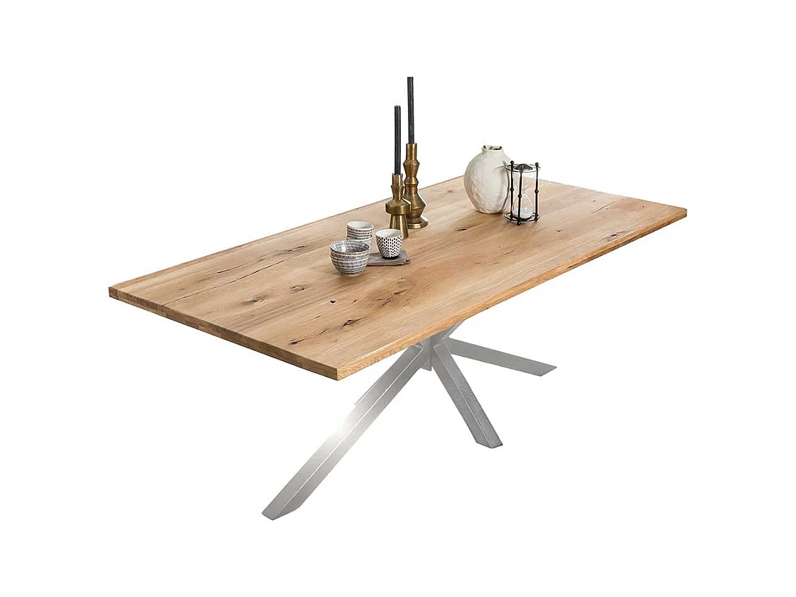 Esszimmertisch aus Wildeiche Massivholz und Eisen Loft Design