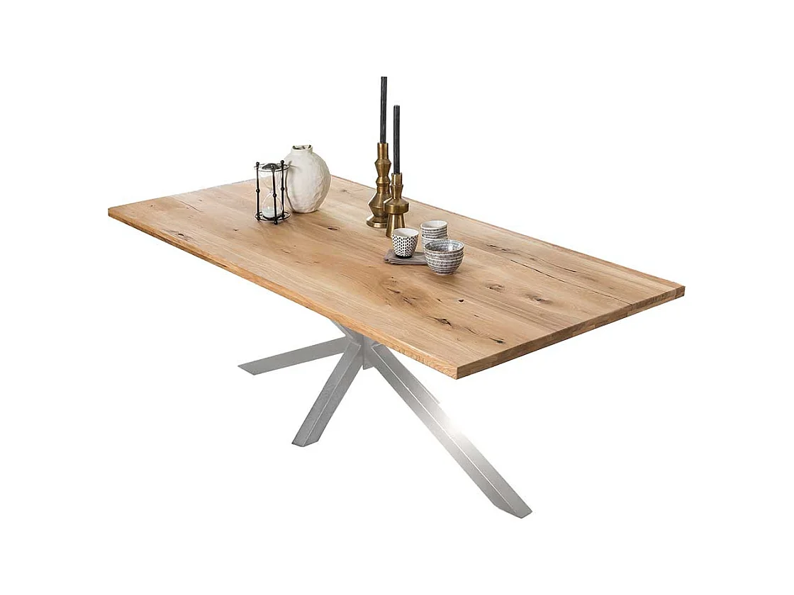 Esszimmertisch aus Wildeiche Massivholz und Eisen Loft Design