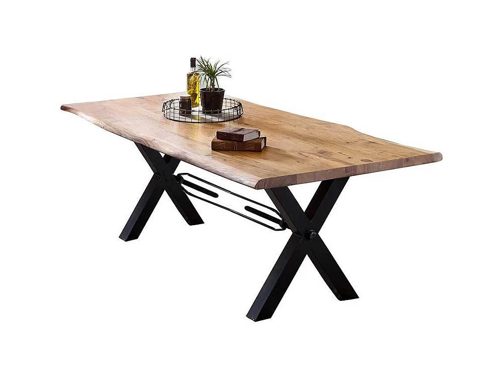 Akazie Massivholztisch mit Metallgestell Industrie Look