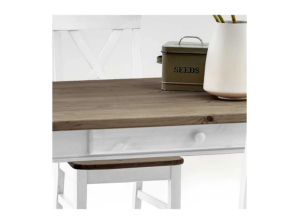 Esszimmertisch in Weiß Grau Landhaus Kiefer Massivholz