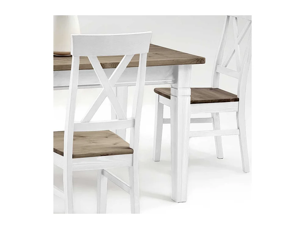 Esszimmertisch in Weiß Grau Landhaus Kiefer Massivholz