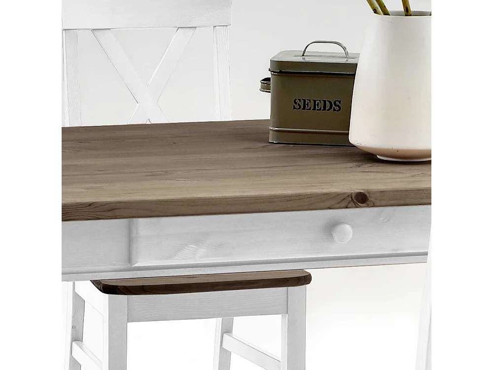 Esszimmertisch in Weiß Grau Landhaus Kiefer Massivholz